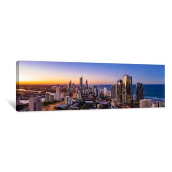 Image of Panoramic Sunset View Of Surfers Paradise On The Gold Coast Looking From The South Canvas Print