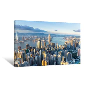 Image of Hong Kong City With Sunset Canvas Print