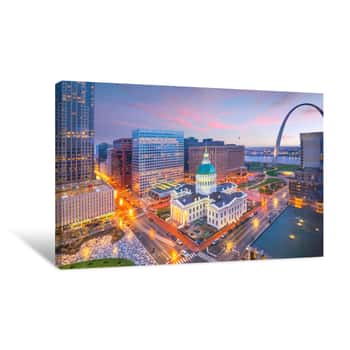 Image of St  Louis Downtown Skyline At Twilight Canvas Print