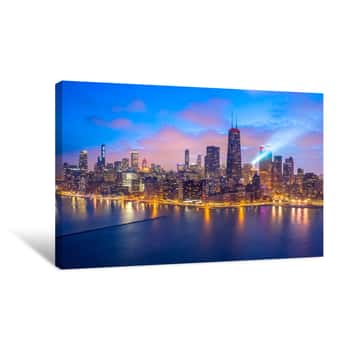 Image of Chicago Downtown Buildings Skyline Aerial Canvas Print