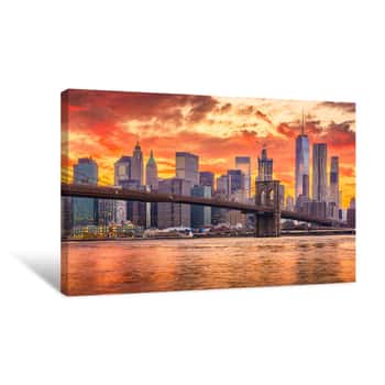 Image of New York City Sunset Skyline Canvas Print