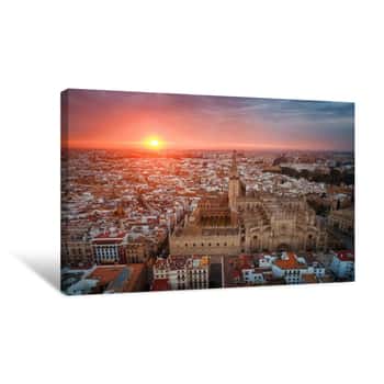 Image of Seville Cathedral Aerial View Sunrise Canvas Print