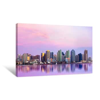 Image of Lovely San Diego Skyline At Sunset Canvas Print