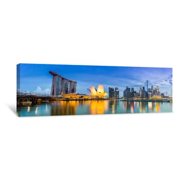 Image of Singapore Skyline And View Of Marina Bay At Dusk Canvas Print