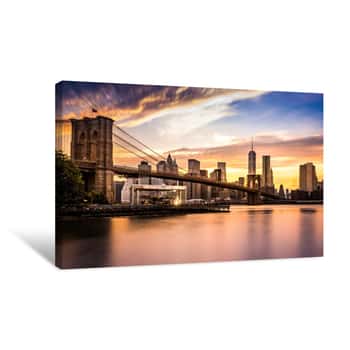 Image of Brooklyn Bridge At Sunset Canvas Print