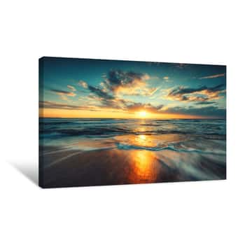 Image of Beautiful Sunrise Over The Sea Blur Effect Canvas Print