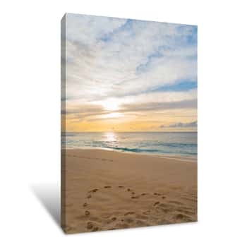 Image of Tropical Beach Sunset Sunrise Heart Canvas Print