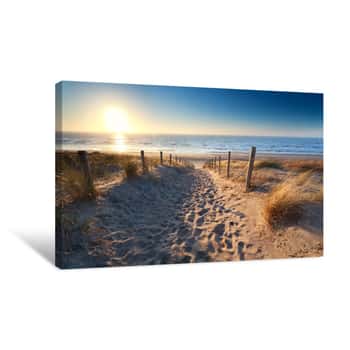 Image of Path To Sand Beach In North Sea Canvas Print