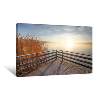 Image of See Mit Holzsteg Bei Sonnenaufgang Canvas Print