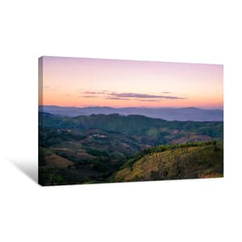 Image of Scenic View Of Landscape Against Sky During Sunset Canvas Print
