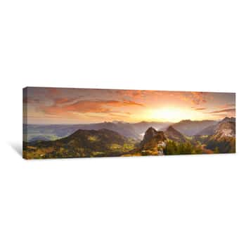 Image of Autumn Mountains Before Sunrise In Switzerland Canvas Print