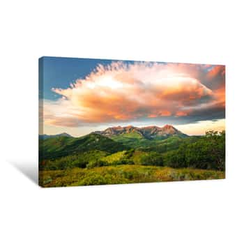 Image of Amazing Sunrise Clouds Above The Wasatch Mountains, Utah, USA Canvas Print
