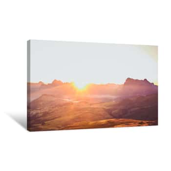 Image of Beautiful Sunrise In Dolomites Italy Canvas Print