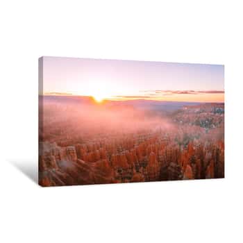 Image of Foggy Sunrise In Bryce Canyon, Utah, USA Canvas Print