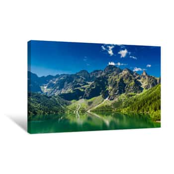 Image of Famous Green Pond In The Mountains At Sunrise In Poland Canvas Print
