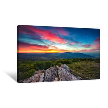 Image of Beautiful Spring Sunrise In Mountains Canvas Print