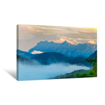 Image of Landscape Of Sunrise On Mountain At Doi Luang Chiang Dao, ChiangMai ,Thailand Canvas Print