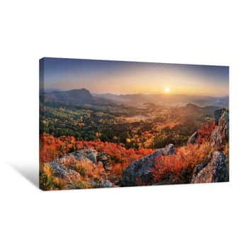 Image of Mountain Autumn Landscape With Colorful Forest Canvas Print