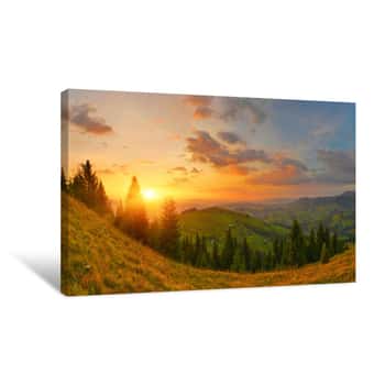 Image of Sunrise In Countryside Canvas Print
