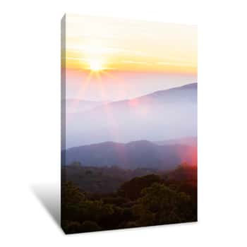 Image of Wonderful Sunrise Over The Mountain Peak Canvas Print