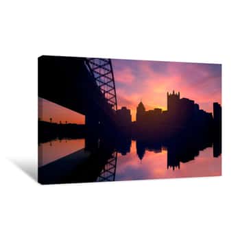 Image of Sunrise In The City Of Pittsburgh Canvas Print