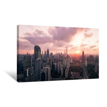 Image of Aerial View Of Shanghai City In The Morning Canvas Print
