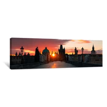 Image of Prague Skyline Sunrise Canvas Print