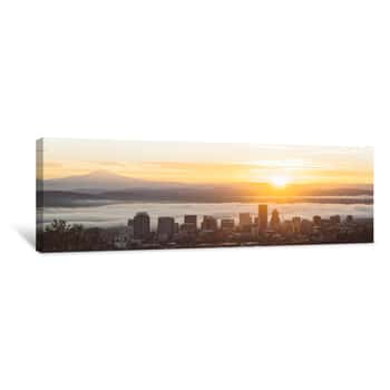 Image of Sunrise In Portland, Oregon, From The Pittock Mansion Canvas Print