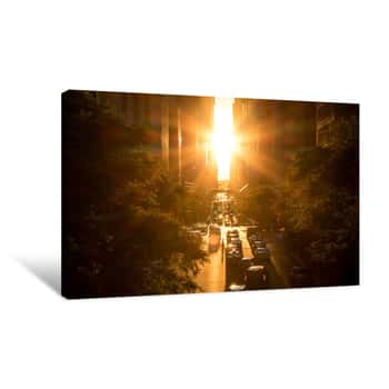 Image of Sunset Between The Buildings On 42nd Street In Manhattan New York City Canvas Print