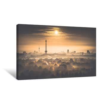 Image of Berliner Skyline Am Morgen - Sonnenaufgang In Berlin Canvas Print