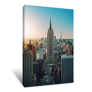 Image of View Of Manhattan Skyline And Skyscrapers At Sunrise, New York Canvas Print