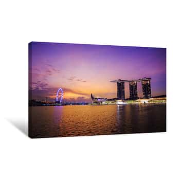 Image of Urban Cityscape Of Singapore With Sunrise Canvas Print