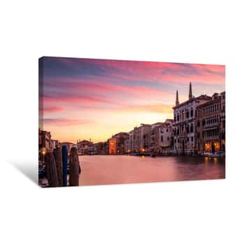 Image of Dramatic Skies At Sunrise Over The Grand Canal At Sunrise Canvas Print