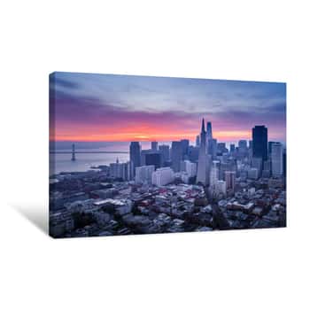 Image of San Francisco Financial District Skyline At Sunrise Canvas Print