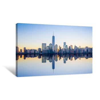 Image of Manhattan Skyline With The One World Trade Center Building At Tw Canvas Print