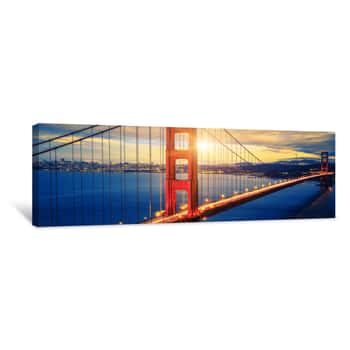 Image of Famous Golden Gate Bridge At Sunrise Canvas Print