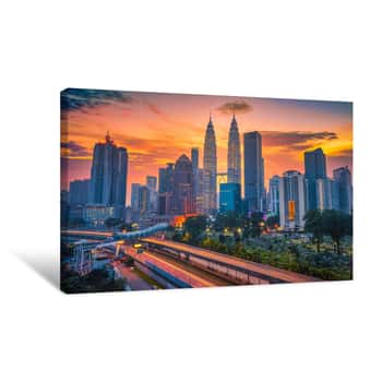 Image of Cityscape Of Kuala Lumpur City Skyline At Sunrise In Malaysia Canvas Print