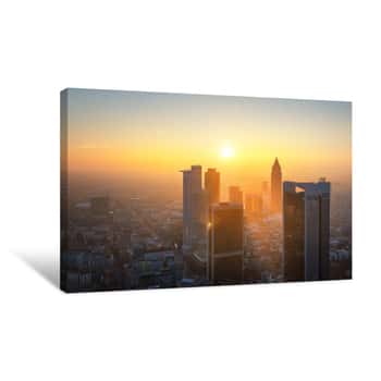 Image of Frankfurt Am Main - Beautiful Sunset Aerilal View Of The Financial District Canvas Print