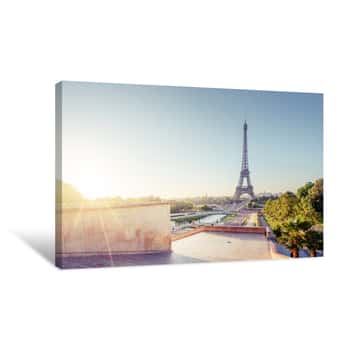 Image of Eiffel Tower At Sunrise, Paris, France Canvas Print