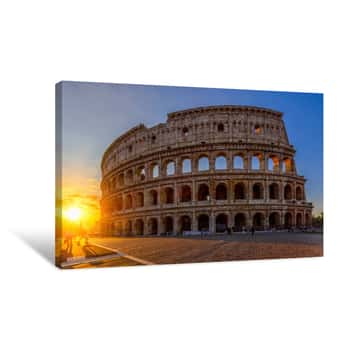 Image of Sunrise View Of Colosseum In Rome, Italy Canvas Print