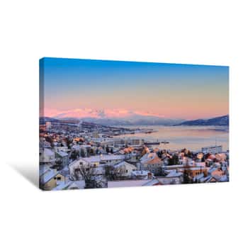 Image of Sunrise Over The City Of Tromso Canvas Print
