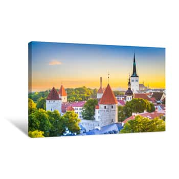 Image of Tallinn, Estonia Old City Skyline Canvas Print