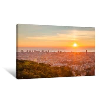 Image of Beautiful Sunrise In Barcelona Canvas Print