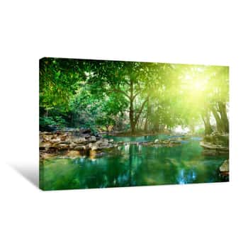 Image of River In Deep Forest Canvas Print