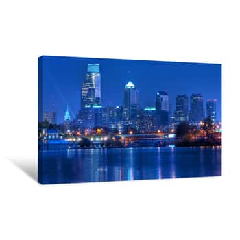 Image of Philadelphia Skyline at Night Canvas Print