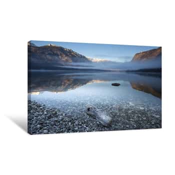 Image of Foggy Lake Between the Mountains Canvas Print