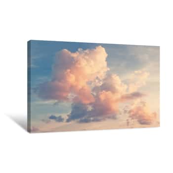 Image of Sunny Sky Background In Vintage Retro Style Canvas Print