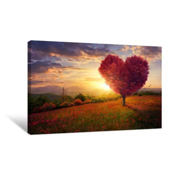 Image of Red Heart Shaped Tree Canvas Print