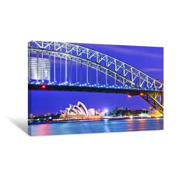 Image of View Of Sydney Harbor At Night Canvas Print