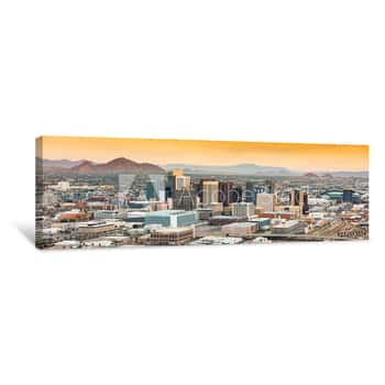 Image of Panoramic Aerial View Over Downtown Phoenix, Arizona Canvas Print